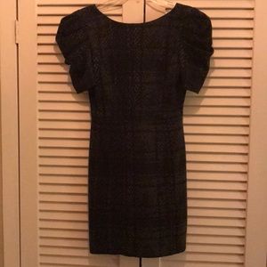 Tibi Black Gray High Shoulder Mini Dress
